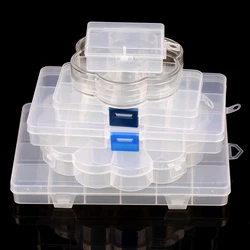 Transparent Plastic Storage Jewelry Box Compartment Adjustable Container For Beads Earring Jewelry Rectangle Case