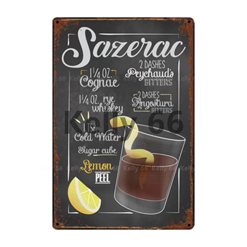 Коктейль [Kelly66] кубинская болотная Маргарита Gimlet Mai Tai металлический знак домашний