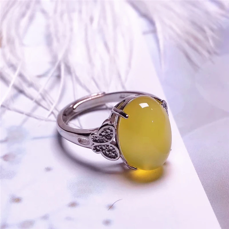 Jadery серебряные кольца для женщин натуральный желтый халцедон нефрит кольцо топаз драгоценный камень серебро 925 ювелирные изделия подарки Рождество joyas