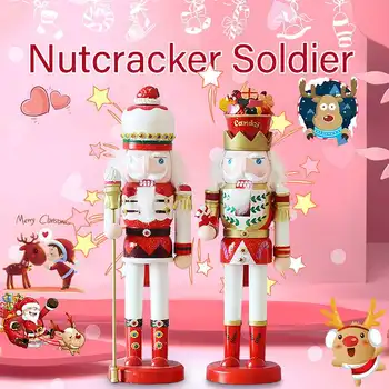 

38CM Vintage Handcraft Puppet Wooden Nutcracker Doll Home Party Decoration Ornaments Christmas Gifts
