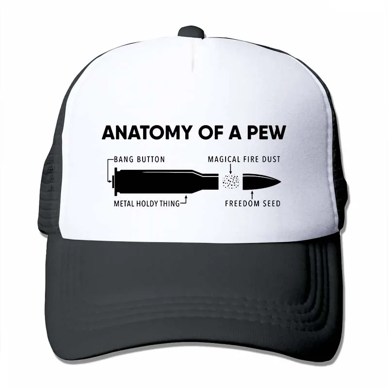 anatomy of a pew bullet funny gift Baseball cap men women Trucker Hats fashion adjustable cap - Цвет: 4-Black