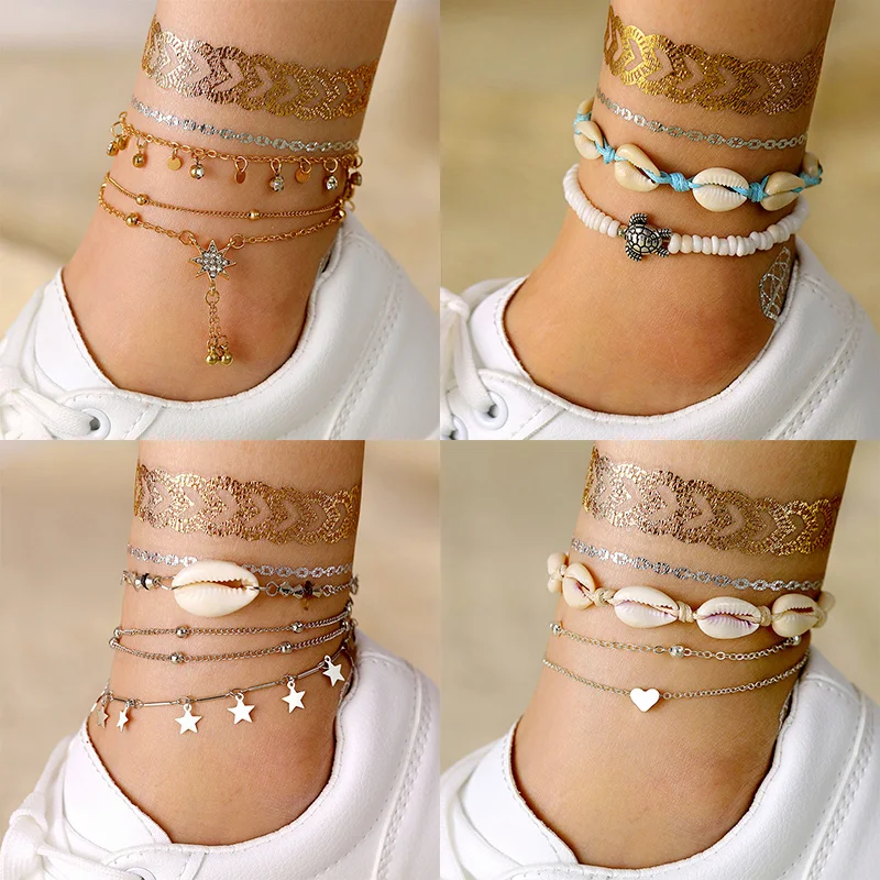 

Bohemian Shell Starfish Turtle Beads Ankle Bracelet for Women Leg Chain Round Tassel Anklet Vintage Foot Jewelry DIY Accessories