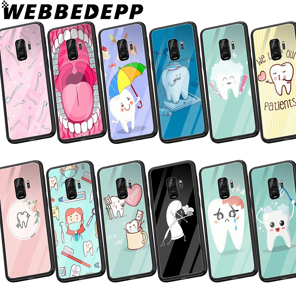 

WEBBEDEPP Dentist Nursing Tooth Tempered Glass Case for Samsung Galaxy S8 S9 S10 Plus S7 Edge Note 8 9 A10 A20 A50 A70 Cover