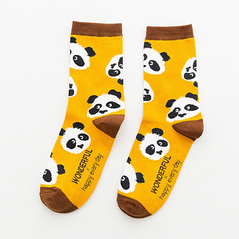 Harajuku носки для женщин с рисунками зверей из мультфильмов детские носки с принтом с пандой Гольфы китайского личность смешная футболка колготки Чулочно-носочные изделия Для женщин высокое х/б носки 5 пар/компл