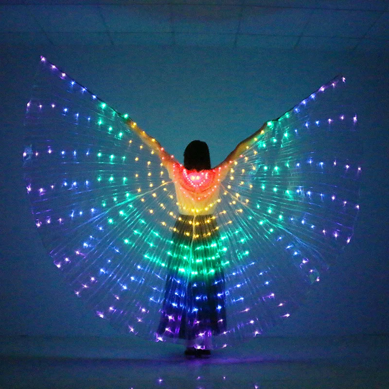 Новый танец живота светодиодный крыльев Исиды Красочный сценический реквизит
