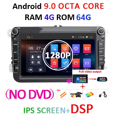 8 ядерный 4G ram 64G Android 9,0 2 DIN Автомобильный dvd-плеер gps для VW/GOLF 5 6/Polo/Passat/CC/B6/B7/Skoda/SEAT/Leon автомобильный радио мультимедиа - Цвет: 4G64GDSPAHD F NODVD