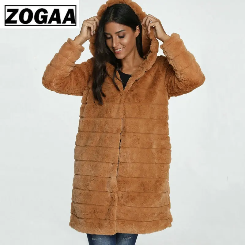 ZOGAA Faux Fur Coat Winter Women Fashion Casual Warm Slim Long Sleeve Faux Fox Fur Coat Winter Jacket Women casaco feminino