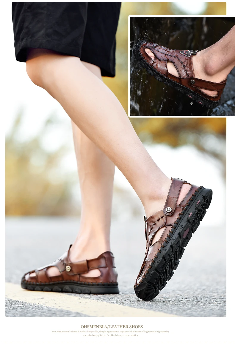 New Casual Men Soft Sandals Comfortable Men Summer Leather Sandals Men Roman Summer Outdoor Beach Sandals