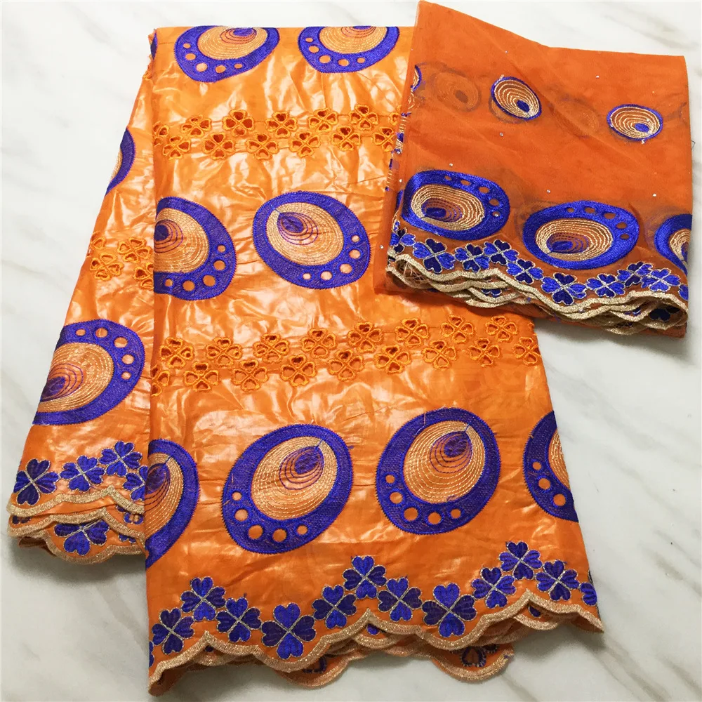 Новое поступление африканская Базен riche ткань с оранжевым ушком Базен ткань морская парча ткань для свадебного платья BL306