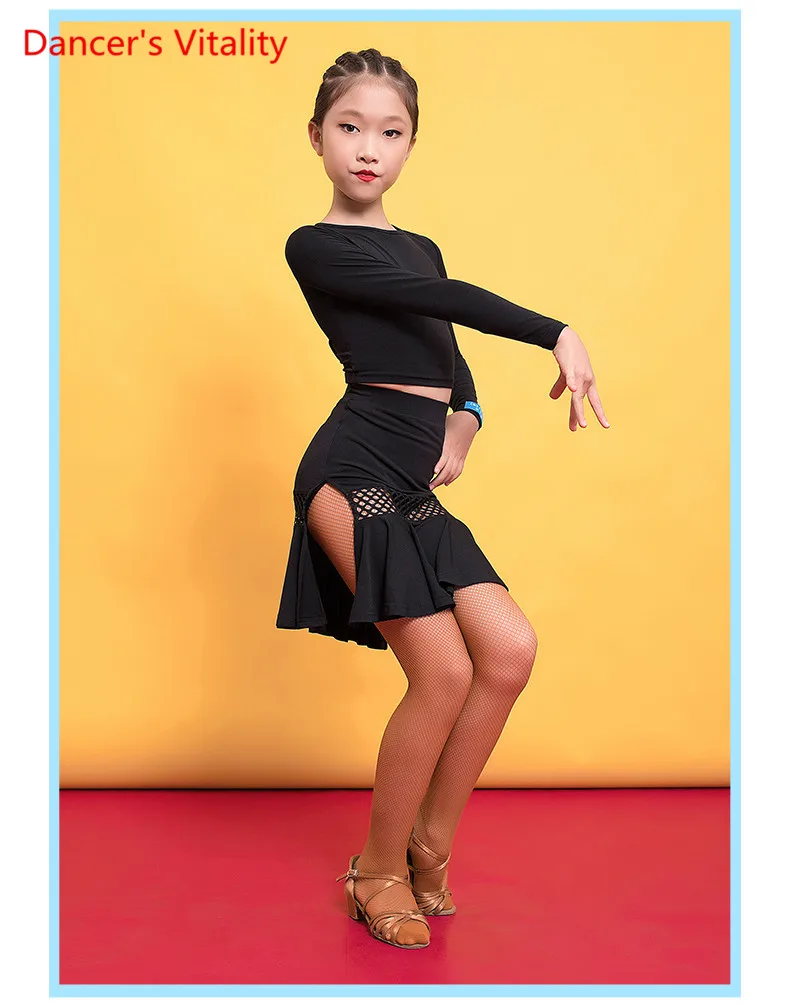 Новинка; модная юбка для латинских танцев для девочек; одежда для занятий танцами; детская одежда для профессионального соревнования; одежда для выступлений
