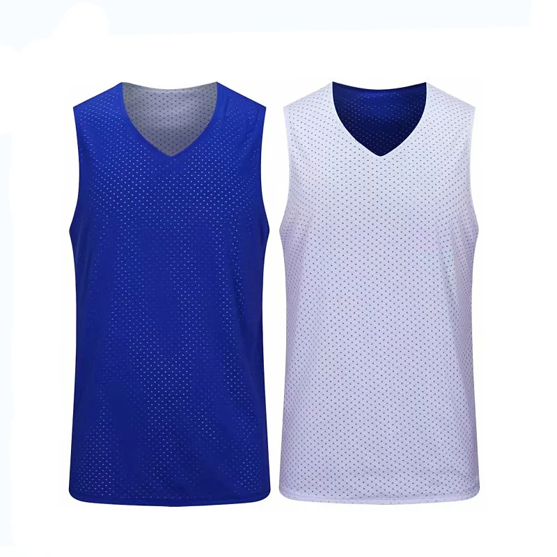 Double Sided Wearable Quick Dry Men Kids Basketball Jersey Uniforms Clothes Workout Double-deck Sleevess Sport Shirts 2