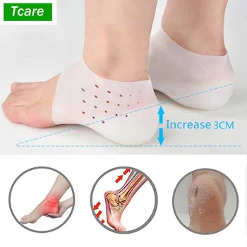 

1Pair 2cm/3cm Invisible Height Lift Heel Pad Sock Liners Increase Heightened Gel Insoles In Socks Relieve Plantar Fasciitis