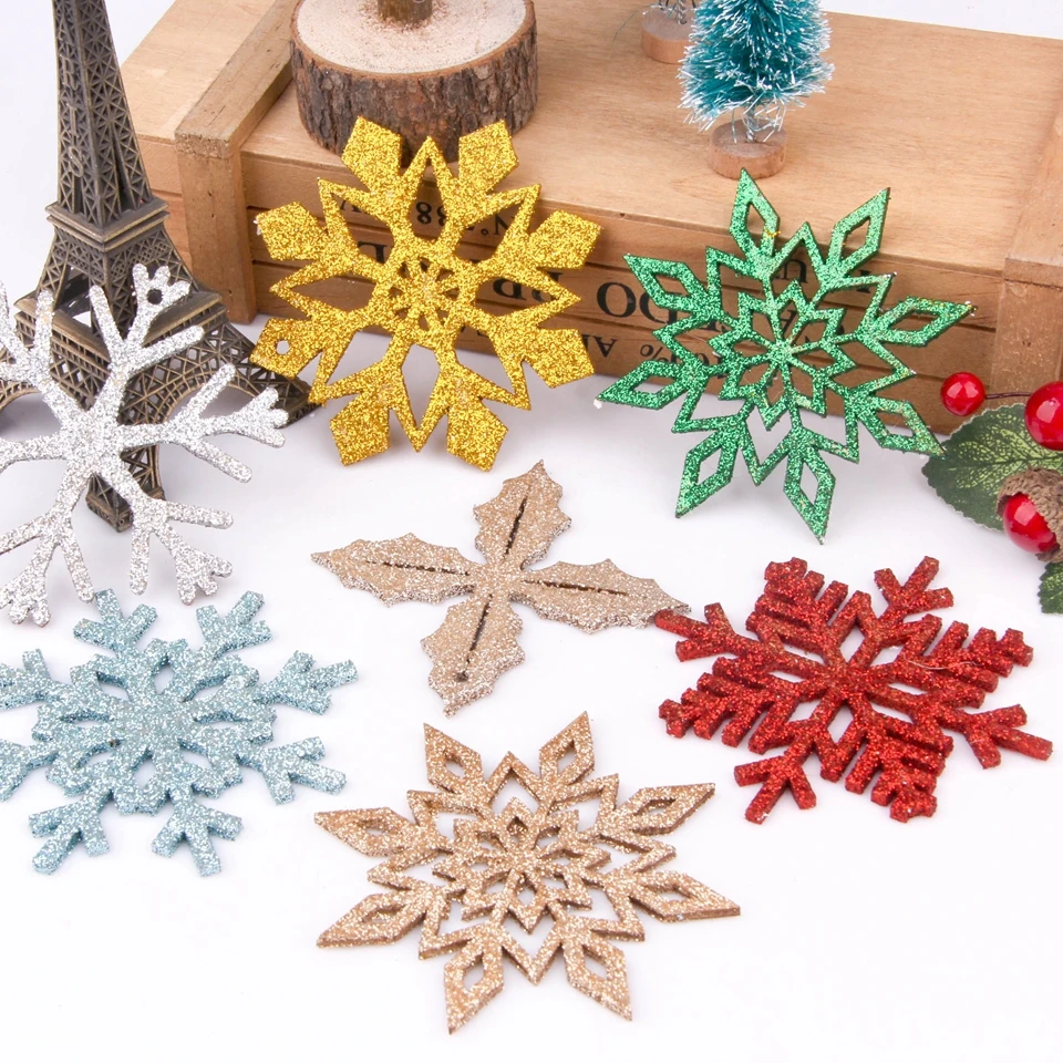 

6PCS/lot Colorful Wooden Snowflake Christmas Pendants Xmas Tree Hanging Decorations Ornament DIY Wood Crafts Home Party Supplies
