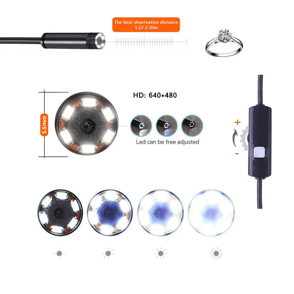 KERUI Mini Endoscope Camera 7mm/5.5mm USB Camera for Android Phone PC Inspection Camera Borescope Flexible IP67 Waterproof 6 LED - Image 5