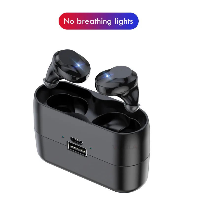 Bluetooth 5,0 наушники TWS беспроводные Bluetooth наушники сенсорное управление беспроводные наушники 3000 мАч зарядный чехол для IOS Android - Цвет: Black-No Breath Lamp