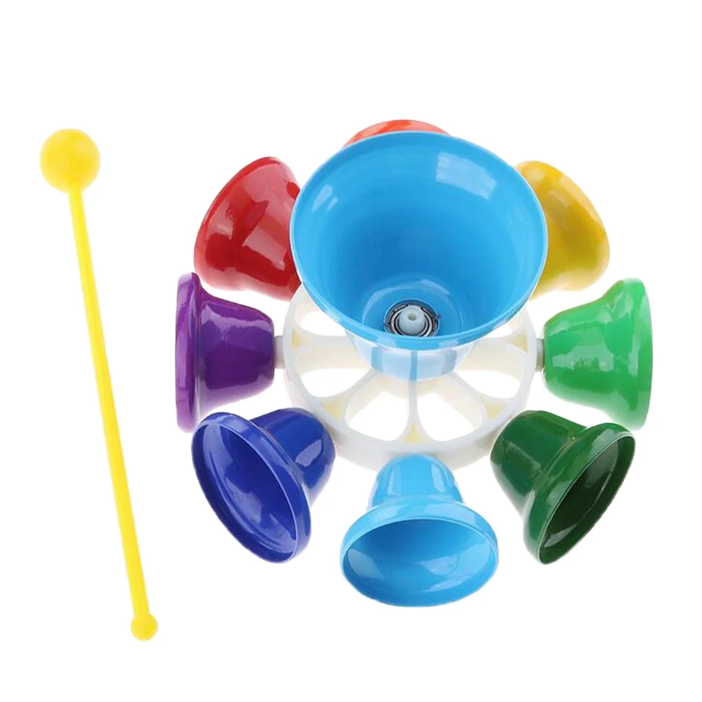 

Colorful Hand Percussion Bells, 8 Note Diatonic Metal Hand Bell Kit for Musical Teaching,Church Chorus,Wedding and Family Party