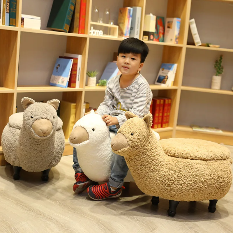 

2019 New Style Creative Plush Storage Stool Sika Deer Monkey Alpaca Plush Tatami Child Seat Customizable