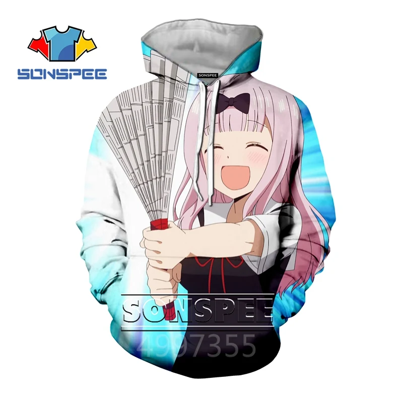 SONSPEE/Новинка, толстовка с 3D принтом «Kaguya sama Love Is War» детские толстовки уличная толстовка с капюшоном для мальчиков и девочек-подростков, Пуловер детский топ, C121