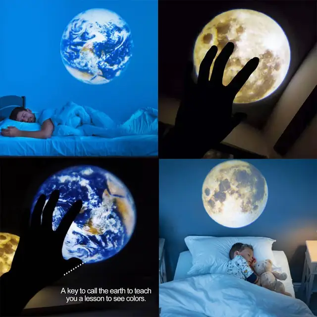 Moon Earth Projection Led Lamp Planet Earth Projector Lamp 360° Rotatable  Usb Kids Bedroom Atmosphere Lamp Decor Lighting - Night Lights - AliExpress
