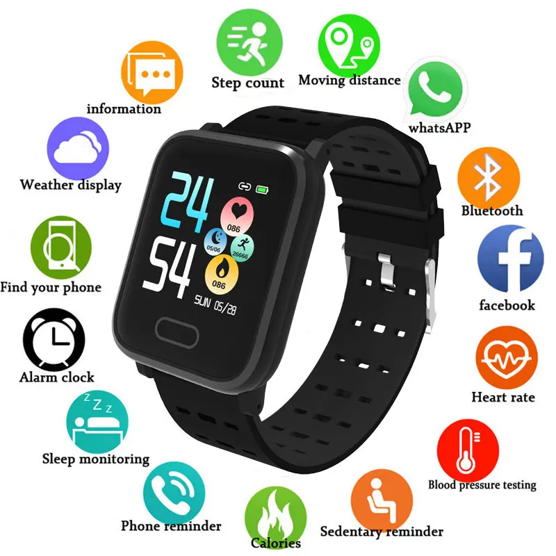 

Smart Wristbands Blood Pressure Blood oxygen Monitor Tonometer Heart Rate Pedometer Monitor Fitness Tracker Wrist Bracelet Watch