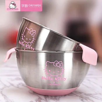 

CHEFMADE Hello Kitty Kitchen 304 Stainless Steel With Scaled Egg Bowl Non-slip Silicone Bottom Basin Baking Tools For Cakes