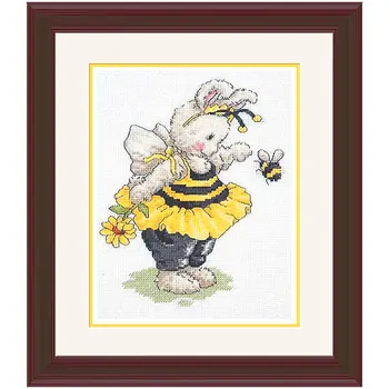 

Hand embroidery hanging painting Fishxx cross stitch A196 small bees and small rabbits wearing bee clothes precision printing