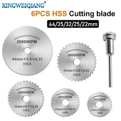 Mini outil de lame de scie rotative HSS pour outil de coupe du métal, disque de coupe du bois, perceuse de coupe d'arbre 6 pièces 