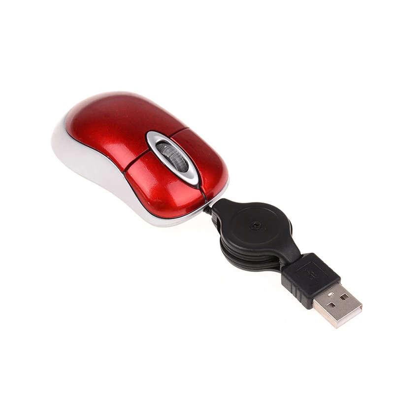 Горячая мини Проводная мышь USB Выдвижная оптическая мышь Бесплатный привод офисная игровая мышь - Цвет: Красный