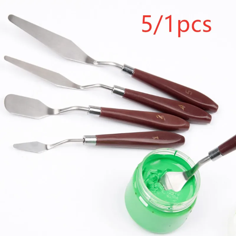 

5pcs Stainless Steel Spatula Palette Knife Painting Mixing Scraper Set Spatula Knives for Artist Oil Painting Tools
