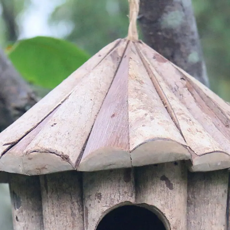 Ручная работа деревянная охрана окружающей среды птичий домик круглый птичий домик ремесла твердой древесины антисептическое Птичье гнездо 090C