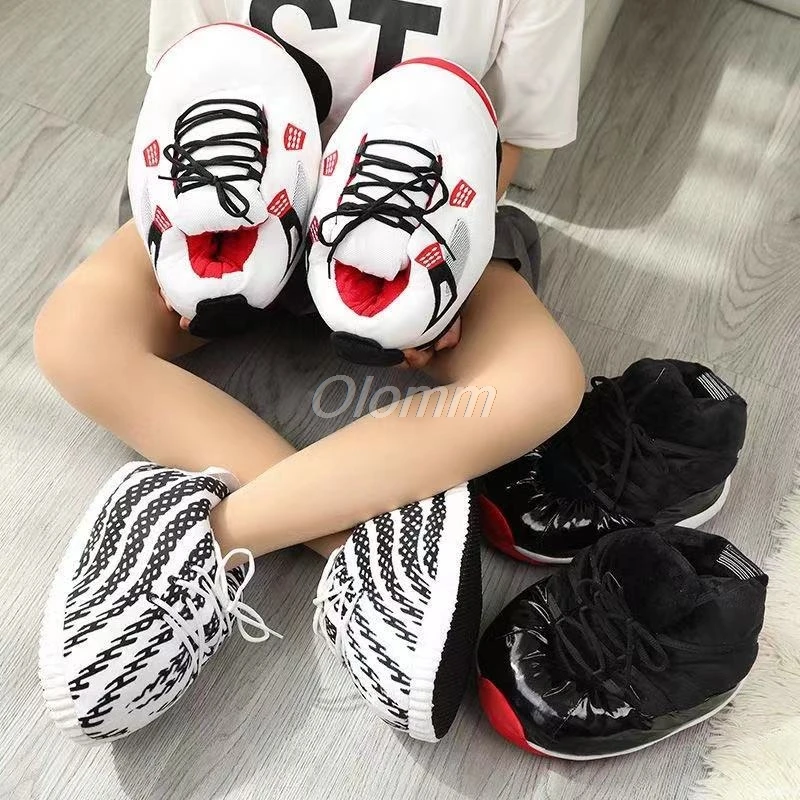 

New Unisex Winter Slippers Women Snug Lovers Cute Warm Home House Floor Indoor Fluffy Funny Sneakers Basketball Shoes Size 36-45