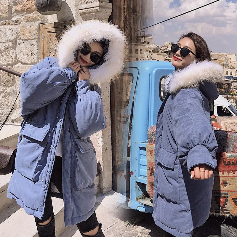 

Cotton Coat Women's Mid-length Winter Coat Korean-style down Feather Cotton-padded Clothes Loose-Fit Students Thick BF Cotton-pa