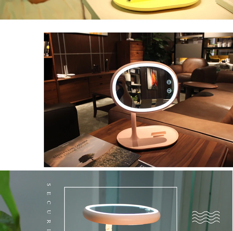 Espelho de Maquiagem com Luz Espelho de Maquiagem Lâmpada de Mesa Rotativo com Suporte do Telefone Luz de Preenchimento Maquiagem Vaidade Espelho Led 180 23 luz de preenchimento espelho 180 rotativo com suporte do telefone