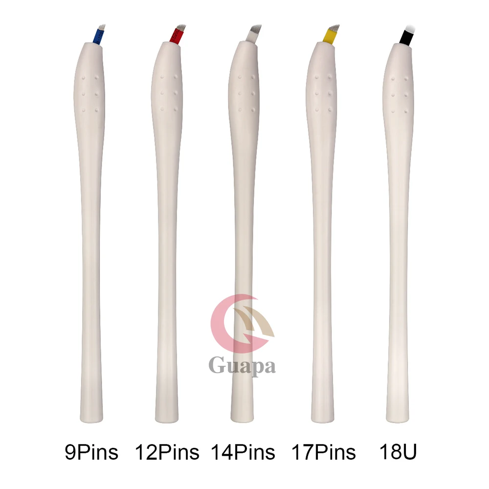 Одноразовые, для микрообработки tebori ручка в 9CF/12CF/14CF/17CF/18U лезвие для ручного татуажа бровей пистолеты Microblading ручные инструменты