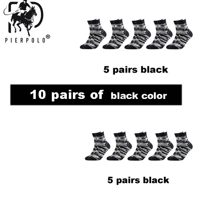 10 black PIER POLO мужские модные армейские уличные осенние и зимние теплые хлопковые носки дезодорированные и антибактериальные Meias новые size38-44 - Цвет: 10 black