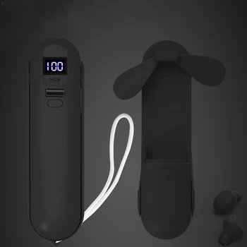 

Handheld Fan LED Power Display Travel Music In Ear Wireless Earbuds Waterproof HIFI Handsfree Bluetooth 5.0 Mini Portable