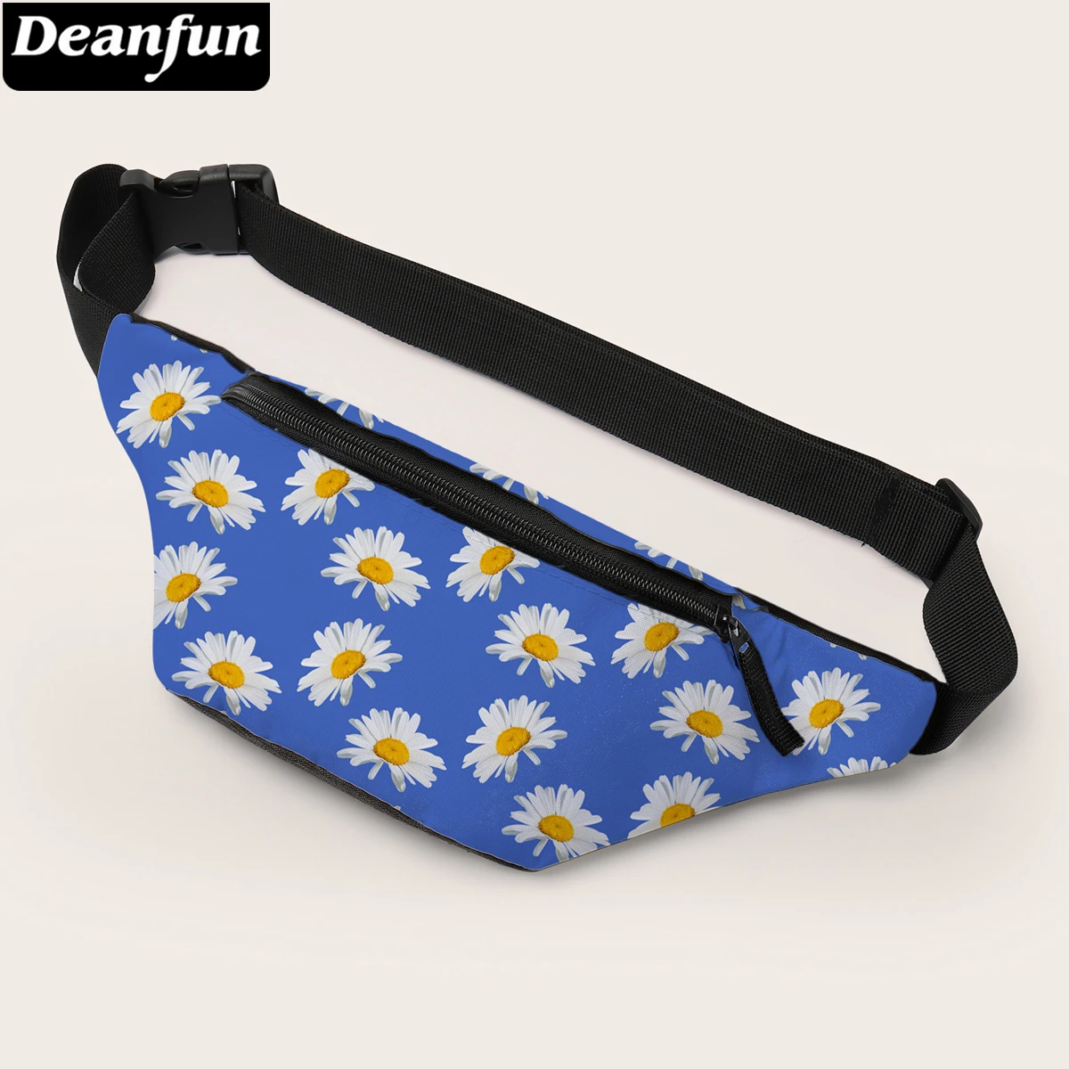 Поясная Сумка Deanfun женская с рисунком маргариток вместительная Синяя