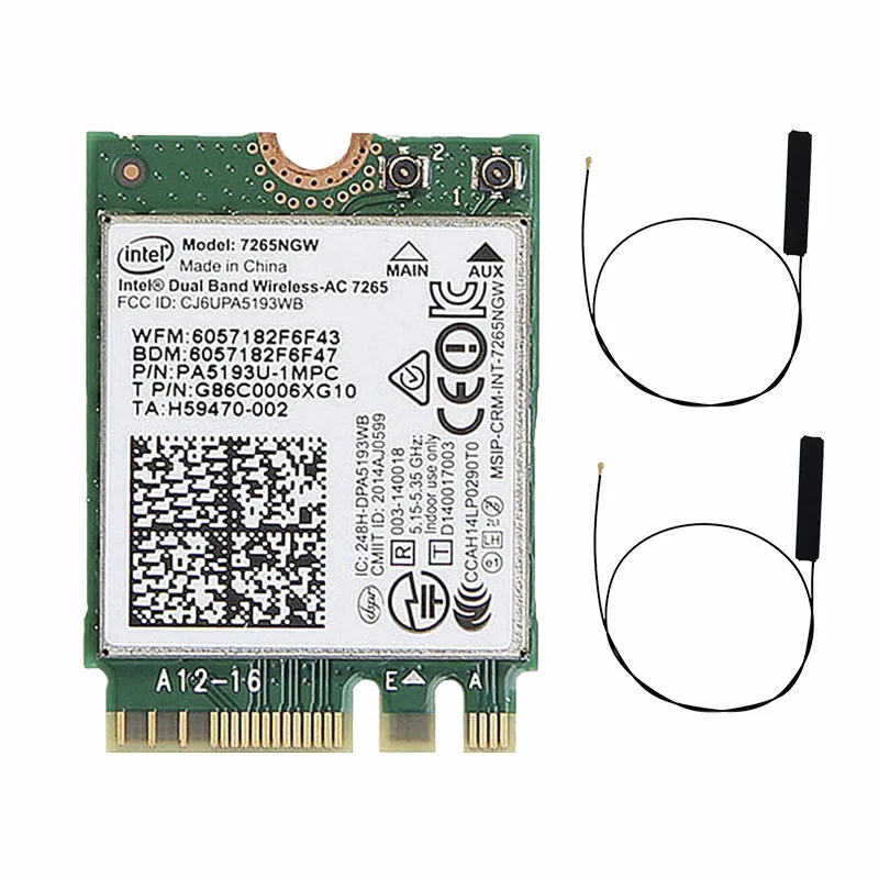 인텔 7265NGW 듀얼 밴드 무선-AC 7265 867Mbps 802.11ac 2x2 WiFi + Bluetooth BT 4.0 NGFF M.2 미니 카드용 노트북 Wlan