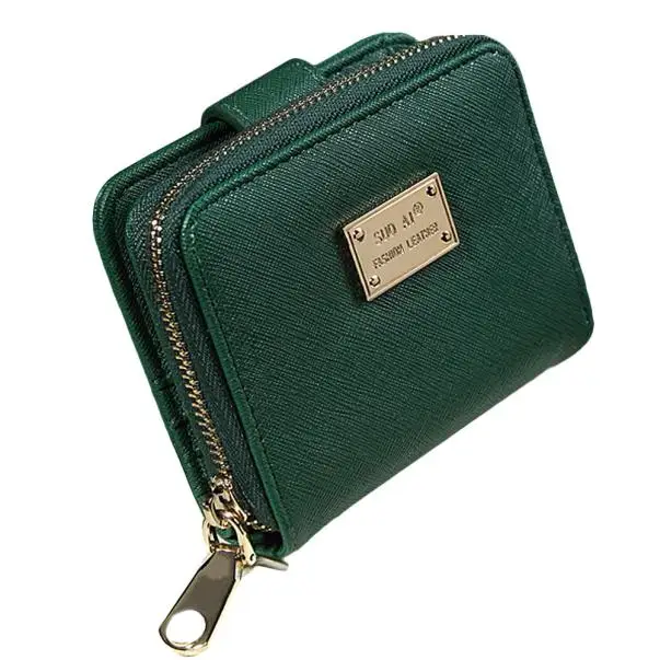 Клатч женский изящный зеленый кожаный короткий кошелек модный короткий маленький кошелек сумка-держатель для карт одноцветная сумочка клатч держатель для карт - Цвет: Green