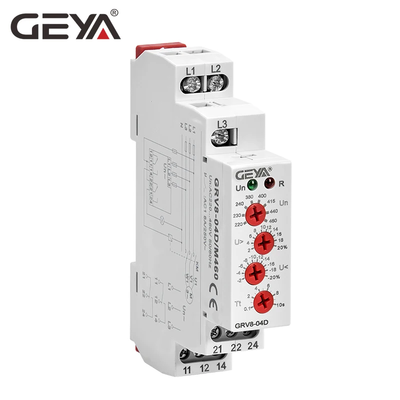 GEYA GRV8-04 3 фазы Напряжение реле контроля с фазовым защиты Время задержки по сравнению с Напряжение и реле пониженного напряжения Din Rail