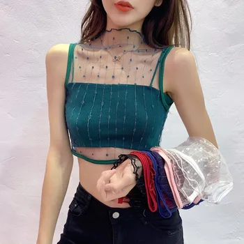 

2020 Summer Slim Render Short Top Sexy Women Sleeveless U Croptops Tank Tops Solid color Crop Tops Vest Tube Top 6 Color