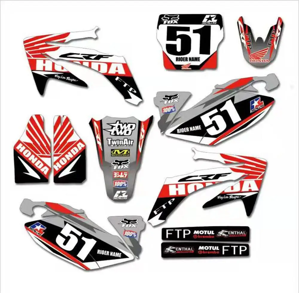 Новая команда графика фоновая Наклейка Набор наклеек для Honda CRF250 CRF250R 2004-2009