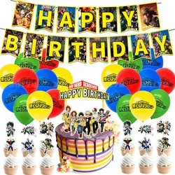 Juego de globos My Hero Academia Midoriya Izuku, pancarta de feliz cumpleaños, decoración para pastel, Baby Shower, juguetes para niños, 1set