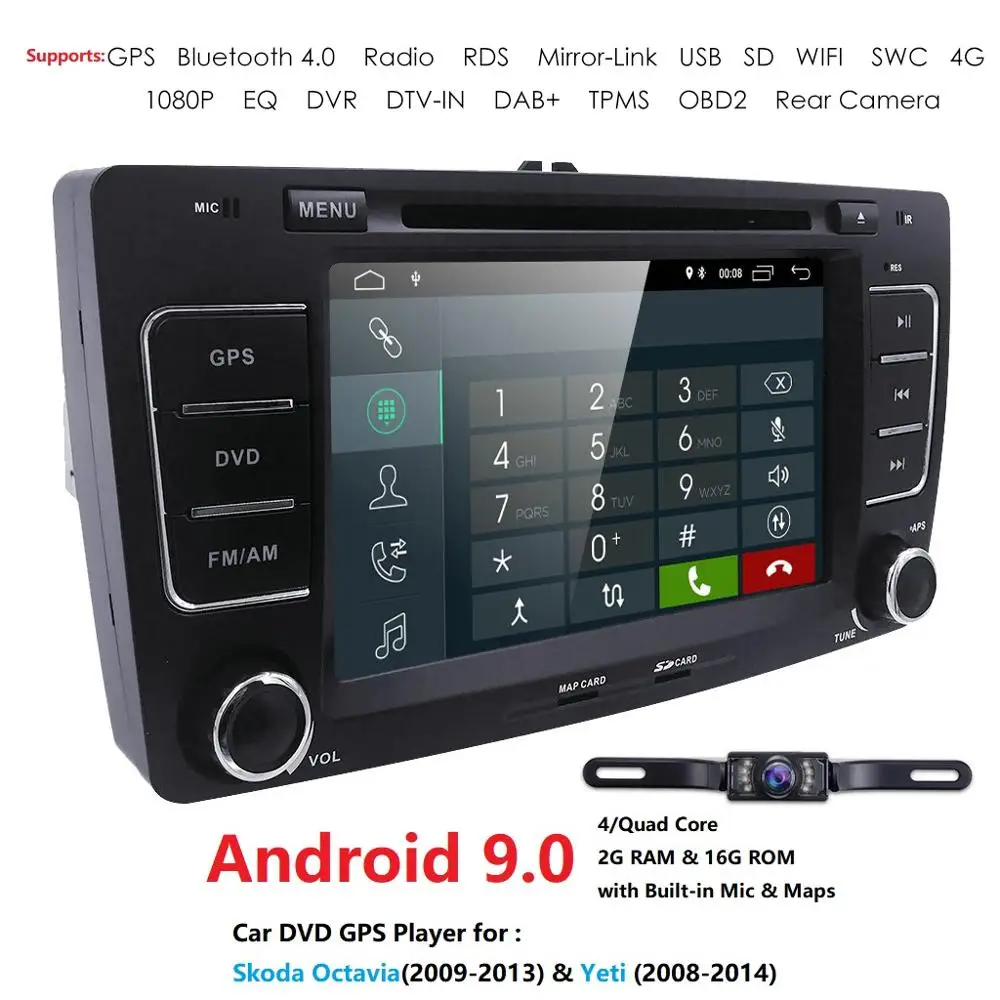 Best 2 Din 7Inch Android 9.0 Car DVD Video Player For SKODA Octavia 2009-2013 CANBUS GPS Navigaiton Bluetooth Radio RDS WIFI SD DAB 2 Best 2 Din 7Inch Android 9.0 Car DVD Video Player For SKODA Octavia 2009-2013 CANBUS GPS Navigaiton Bluetooth Radio RDS WIFI SD DAB 2