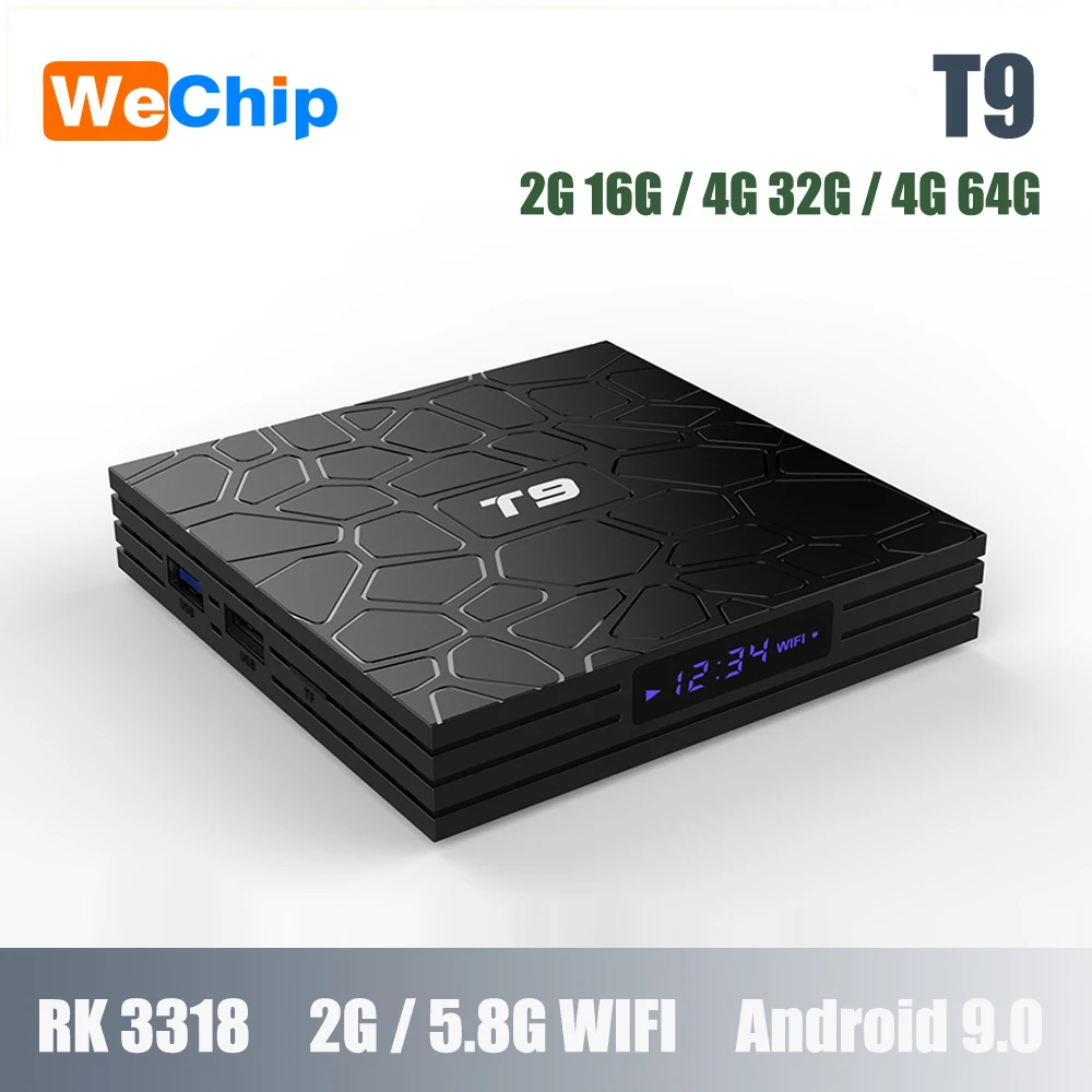 Wechip Smart Android TV Box T9 RK3318 9.0 2.4G 5.8G Dual Wifi Set top box 4G 64G BT 4.0 KD 18 1080PHD Support 3D | Электроника