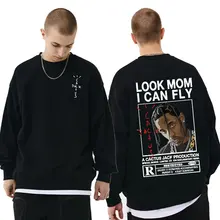 Cactus Jack Sweatshirt Men Women LOOK MOM I CAN FLY Travis Scott Pullover Hip Hop Tracksuit Oversized Letter Print Sweatshirts