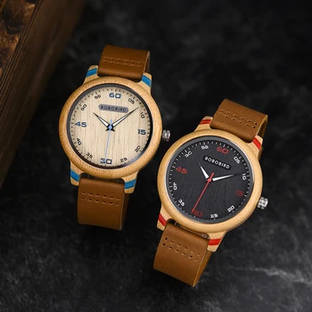 Couple Wooden Leather Quartz Wristwatch Couple Watches