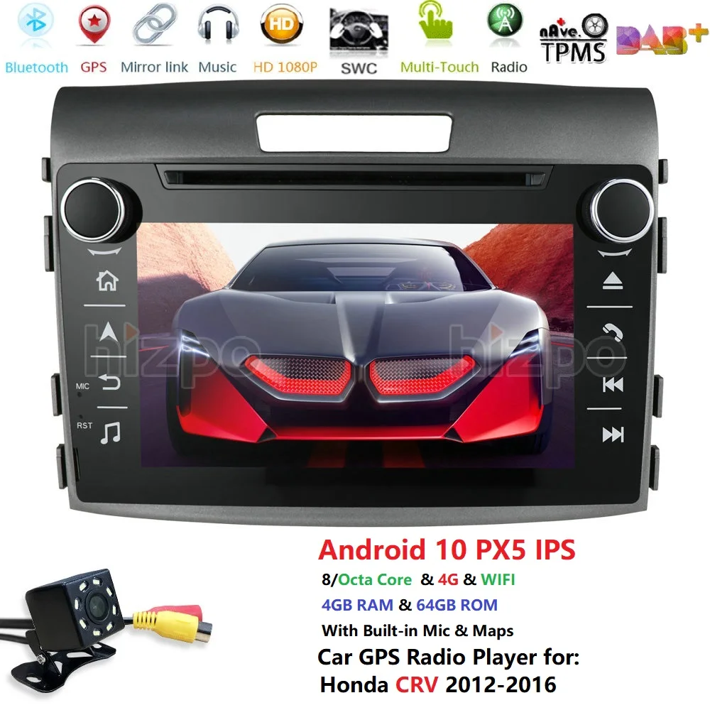 4G RAM 7'' IPS Android 10 PX5 2 Din Car Radio Multimedia Player Auto Navigation for Honda CRV 2012-2016 Stereo with BT RDS |