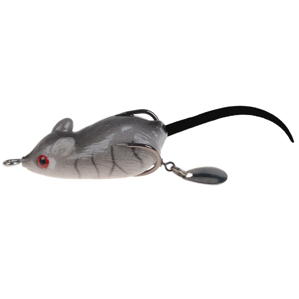 1Pcs 3D Eyes Soft Mouse Bait Bells Sound 5.5cm 9.5g fishing lure Frog  Silicon Artificial Set Sea Swim Bait