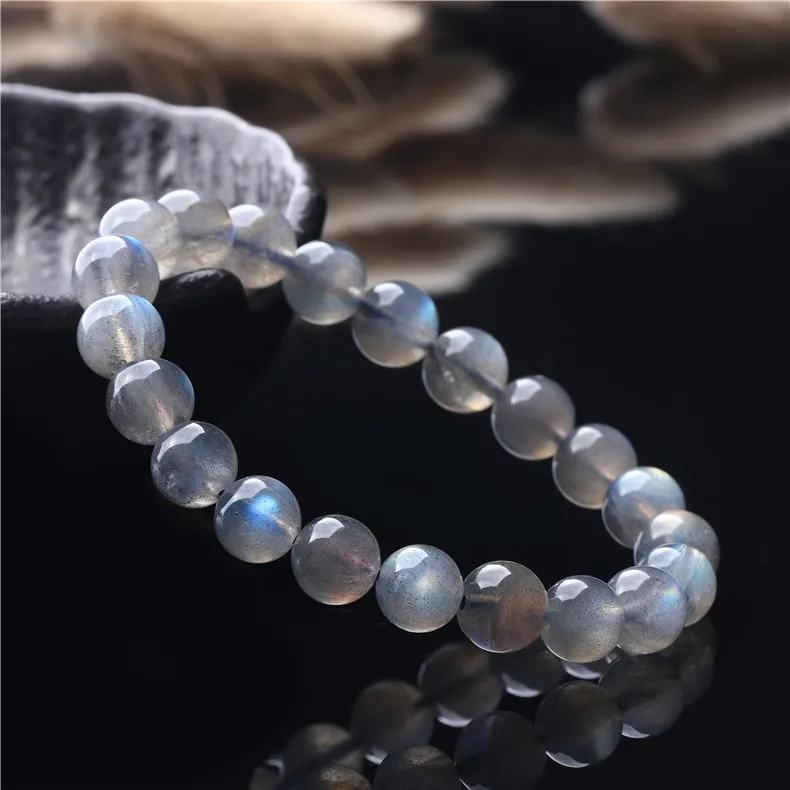 

Natural grey moonlight bracelet labradorite blue bracelet DIY fashion accessories crystal bracelet